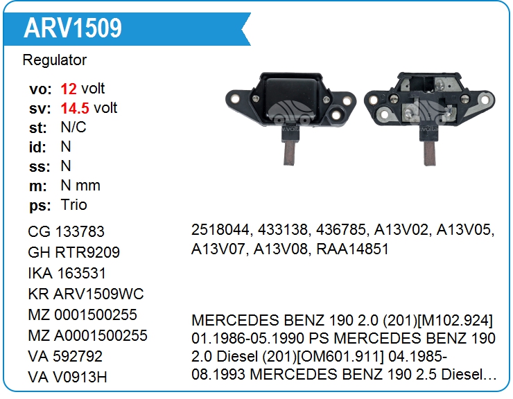 Регулятор генератора Ghibaudi RTR9209 (M509)