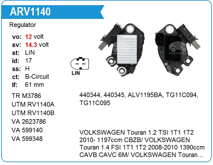 Регулятор генератора KRAUF ARV1140BQ (599140)