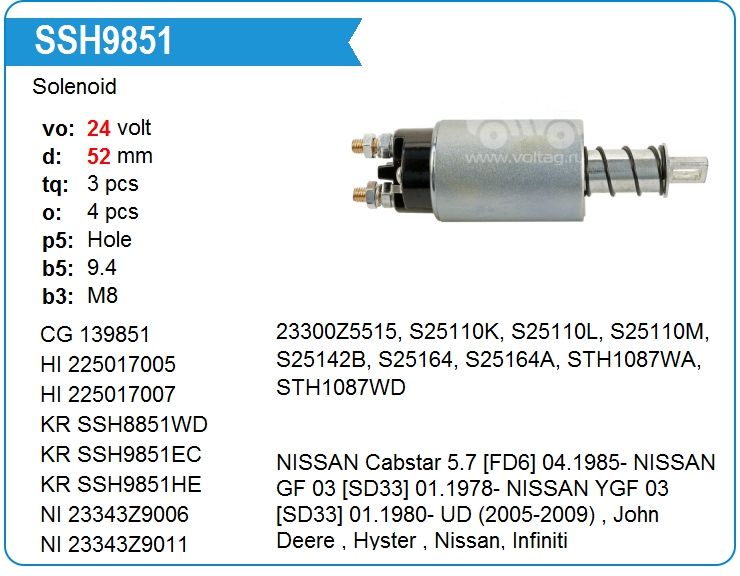 Втягивающее реле стартера KRAUF SSH9851EC (139851)