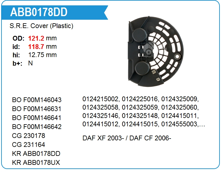 Крышка генератора пластик KRAUF ABB0178DD (230178)