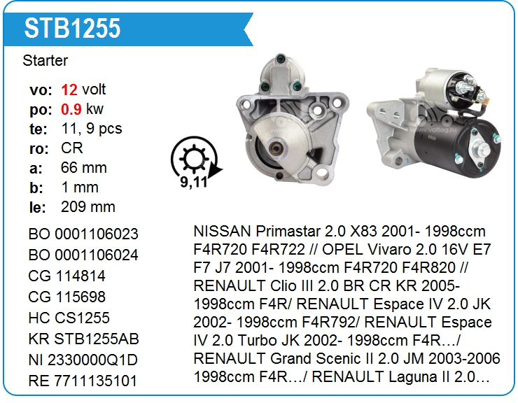 Стартер Renault 233007229R (233007229R)