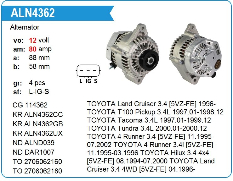 Генератор KRAUF ALN4362MQ (ALN4362MQ)