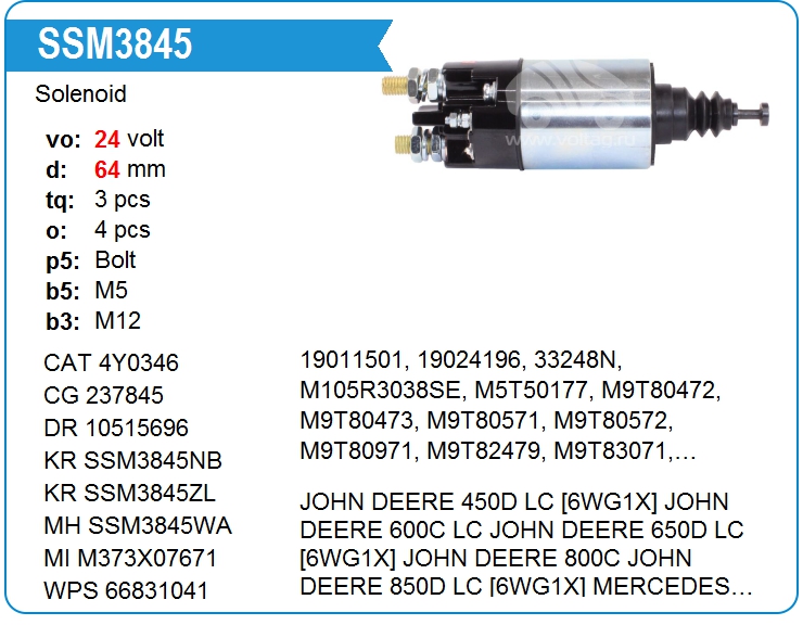Втягивающее реле стартера Motorherz SSM9845HE (SSM9845HE)