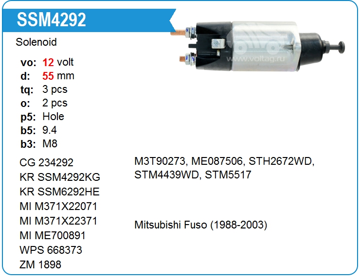 Втягивающее реле стартера ZM 1898 (234292)