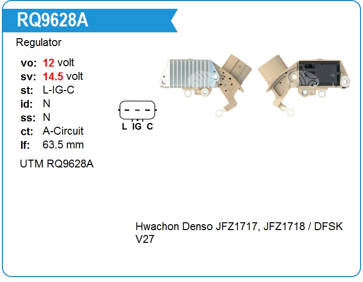 Регулятор генератора UTM RQ9628A (RQ9628A)