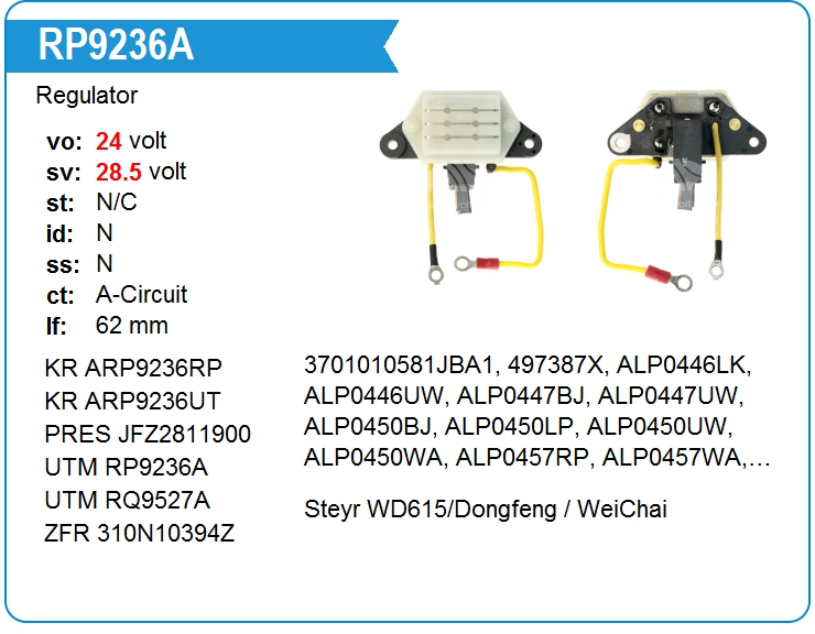 Регулятор генератора UTM RP9236A (RP9236A)