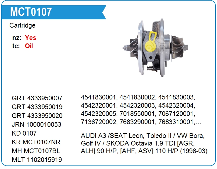 Картридж для турбокомпрессора E&E GT15-019 (MCT0107)
