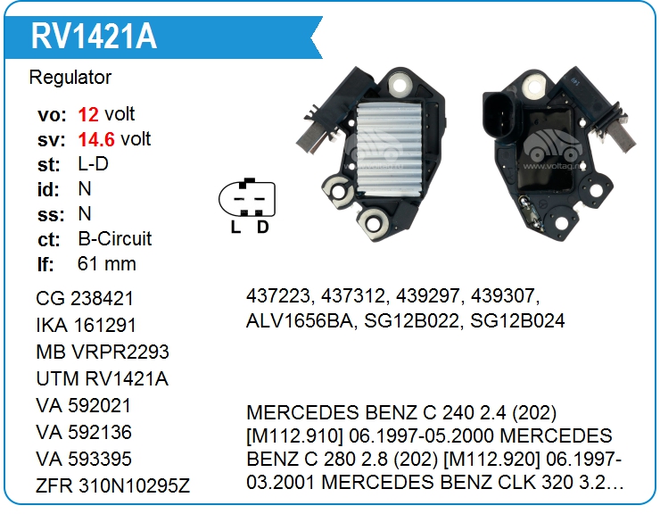 Регулятор генератора UTM RV1421A (RV1421A)