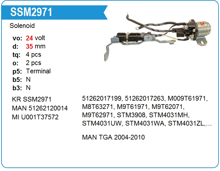 Втягивающее реле стартера маленькое MAN 51262120014 (onM9T61971)