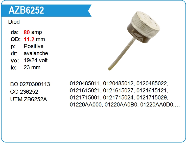 Диод генератора Bosch 0270300113 (236252)