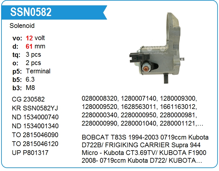Втягивающее реле стартера Denso 1534001880 (230582)