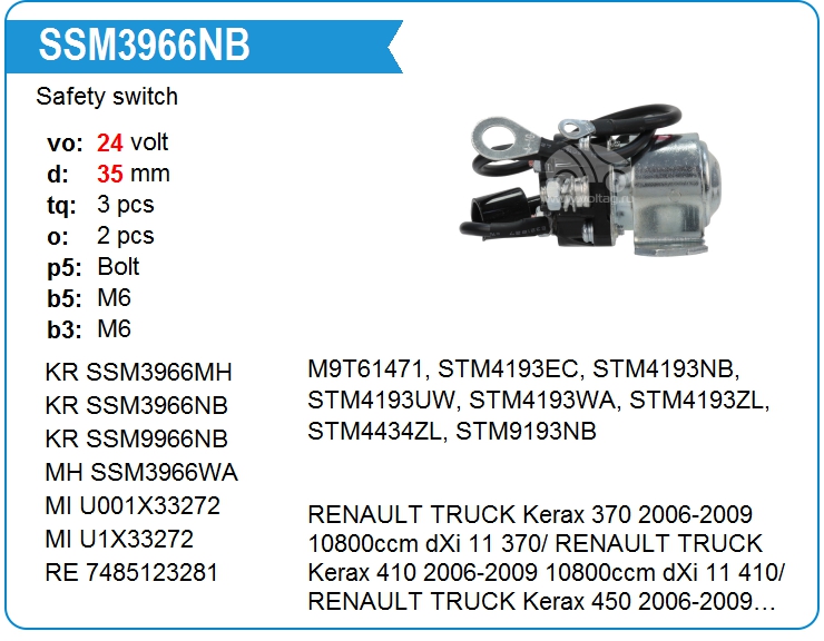 Втягивающее реле стартера маленькое KRAUF SSM3966NB (onM9T61471)