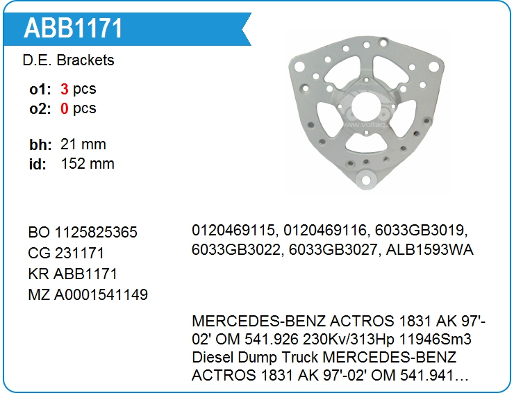 Крышка генератора передняя KRAUF ABB1171DD (231171)