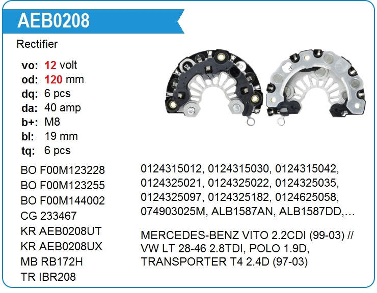 Диодный мост генератора Bosch F00M144002 (IBR208)