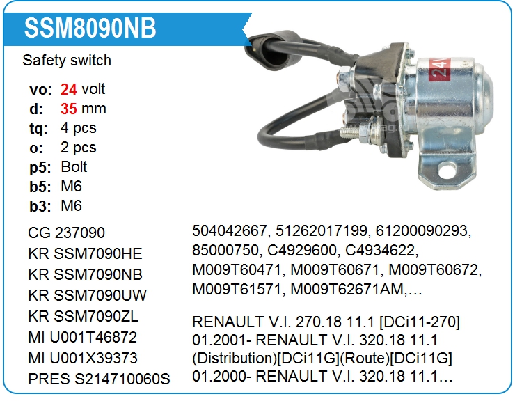 Втягивающее реле стартера маленькое KRAUF SSM8090NB (onM8T62471)