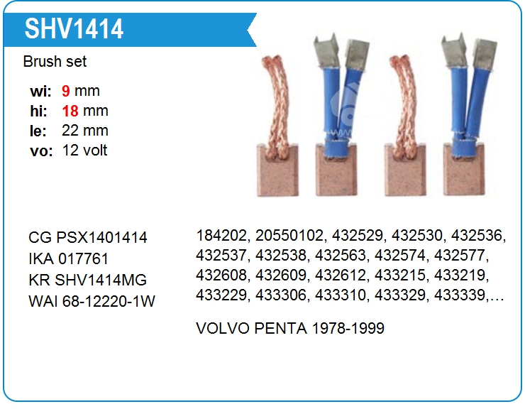 Щетки стартера PI PSX140141(4) (PSX1401414)
