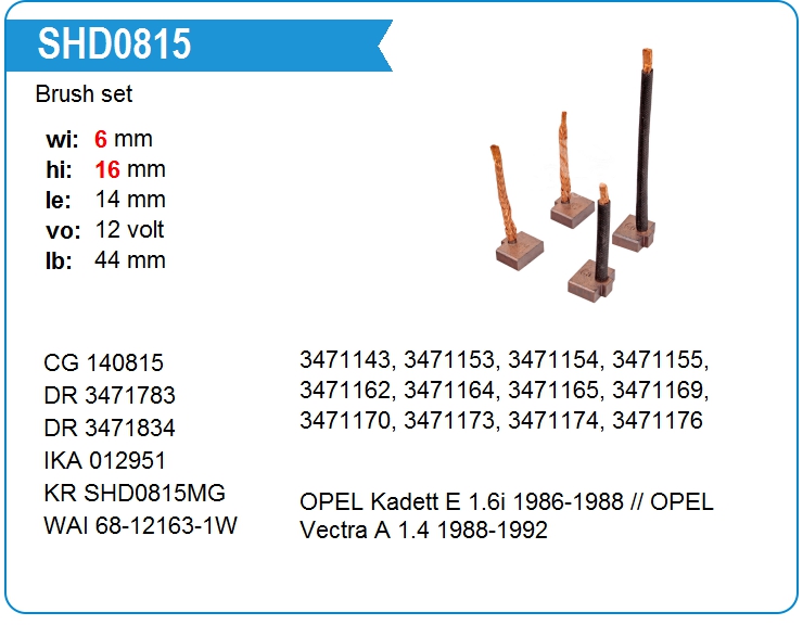 Щетки стартера PI RX120/0(2) (140815)