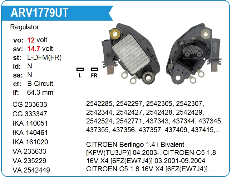 Регулятор генератора KRAUF ARV1779UT (ARV1779UT)