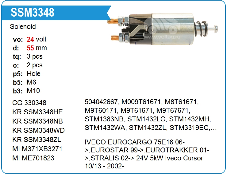 Втягивающее реле стартера Mitsubishi M371XB5373 (M371XB5373)