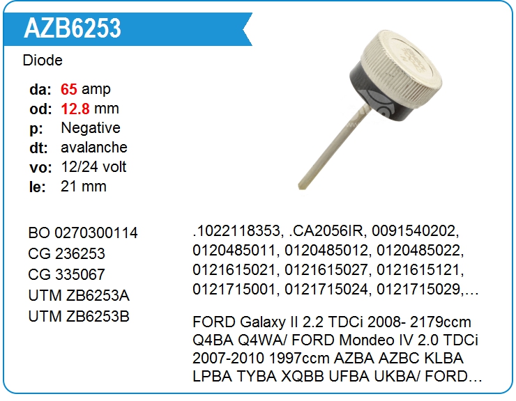 Диод генератора Bosch 0270300114 (236253)