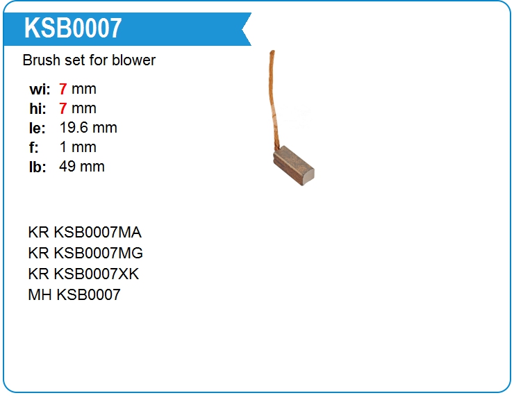 Щетка мотора отопителя (1шт.) Motorherz KSB0007 (KSB0007)