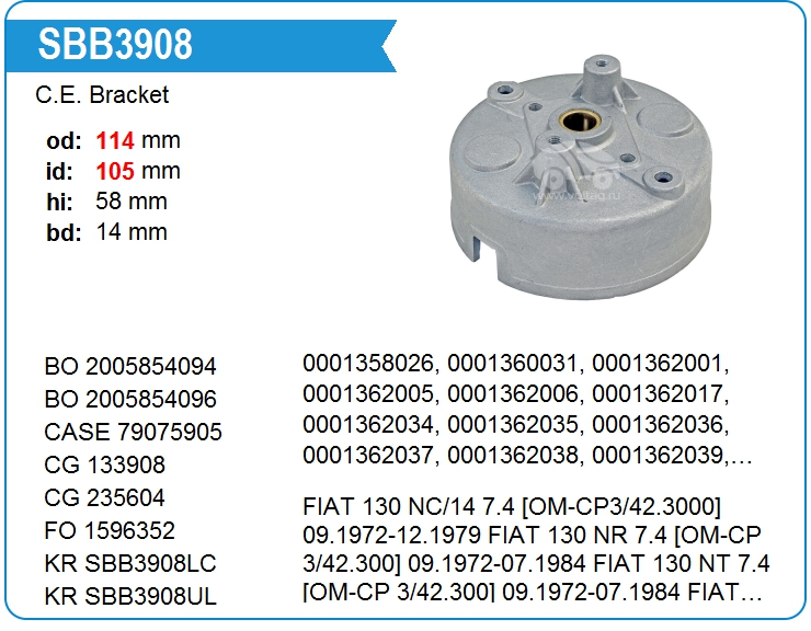 Крышка стартера задняя Renault 5000808050 (133908)