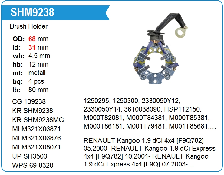 Щёткодержатель стартера Motorherz SHM9238WA (SHM9238WA)