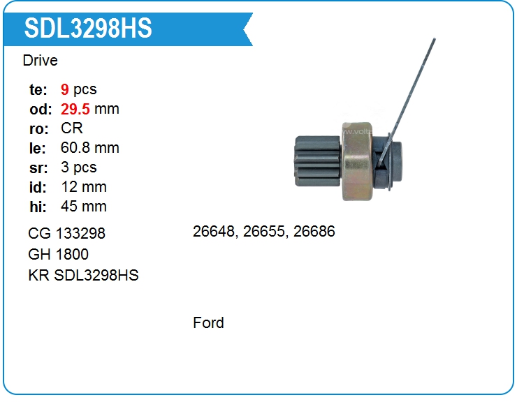 Бендикс стартера KRAUF SDL3298HS (133298)