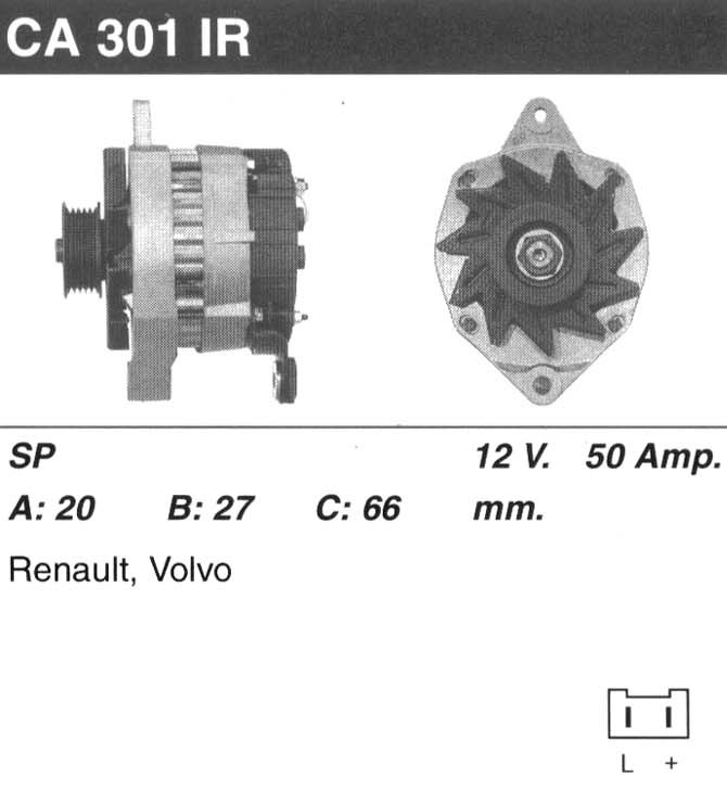 Генератор Valeo A13N126 (CA301IR)