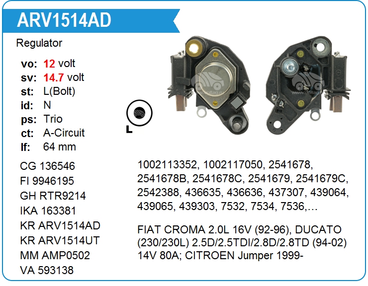 Регулятор генератора KRAUF ARV1514AD (ARV1514AD)
