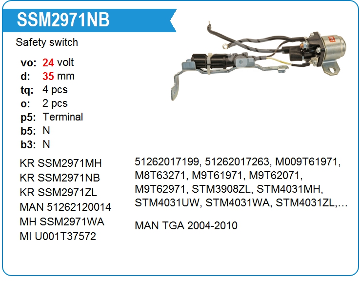 Втягивающее реле стартера маленькое KRAUF SSM2971NB (onM9T61971)