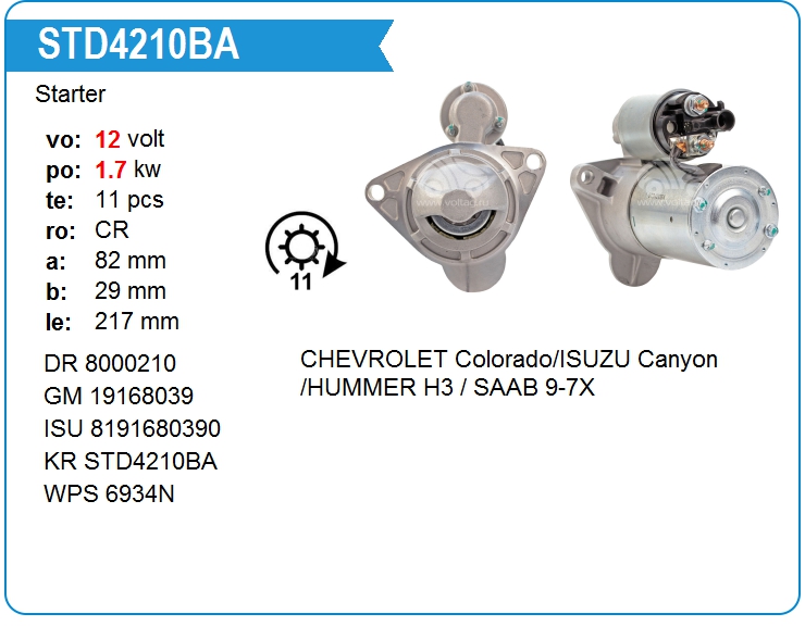 Стартер KRAUF STD4210BA (8000210)