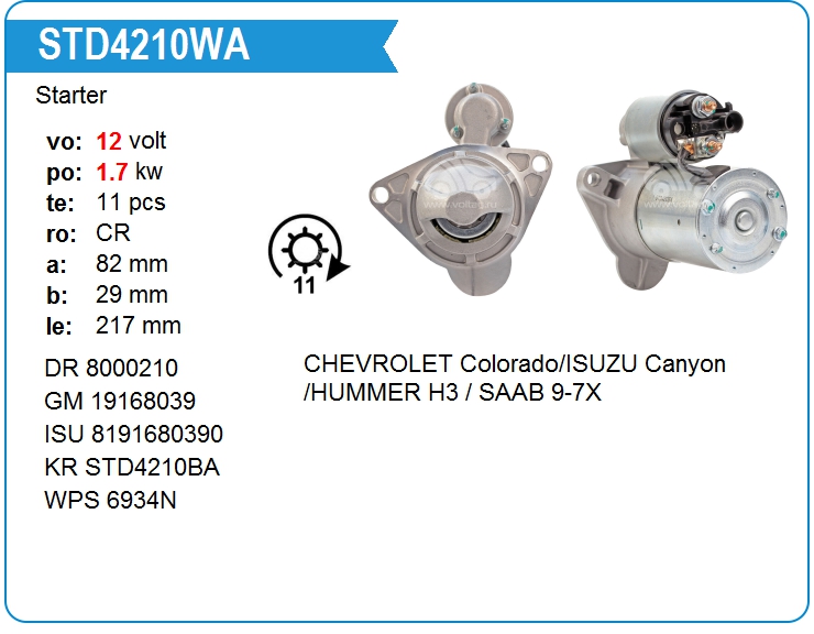 Стартер Motorherz STD4210WA (8000210)