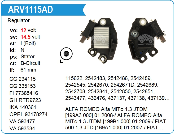 Регулятор генератора KRAUF ARV1115AD (ARV1115AD)