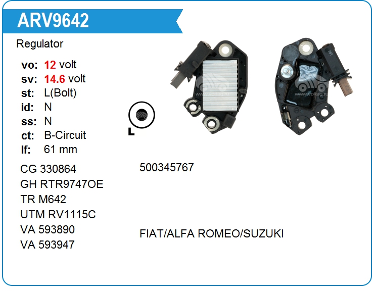 Регулятор генератора Ghibaudi RTR9747OE (593890)