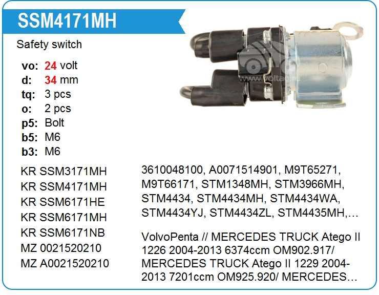 Втягивающее реле стартера маленькое KRAUF SSM4171MH (onM9T60671)