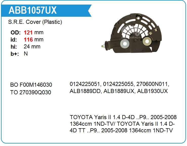 Крышка генератора (пластик) KRAUF ABB1057UX (on0124225055)