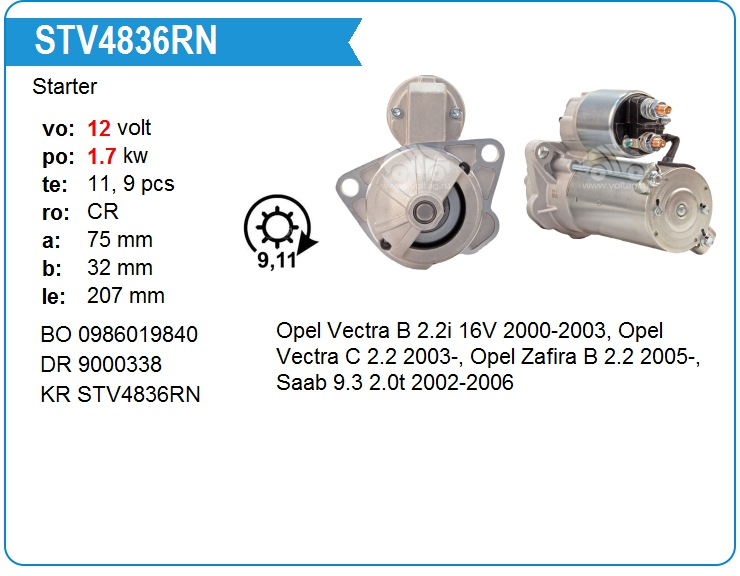 Стартер KRAUF STV4836RN (12564088)