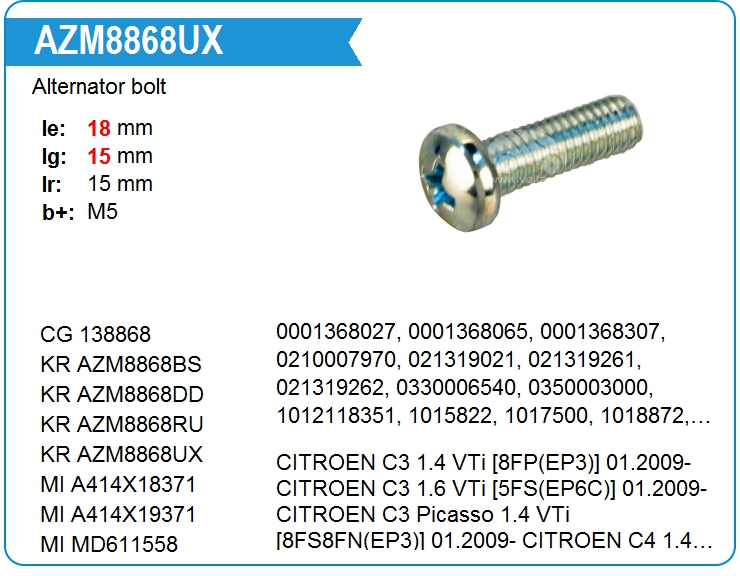 Болт генератора KRAUF AZM8868UX (AZM8868UX)