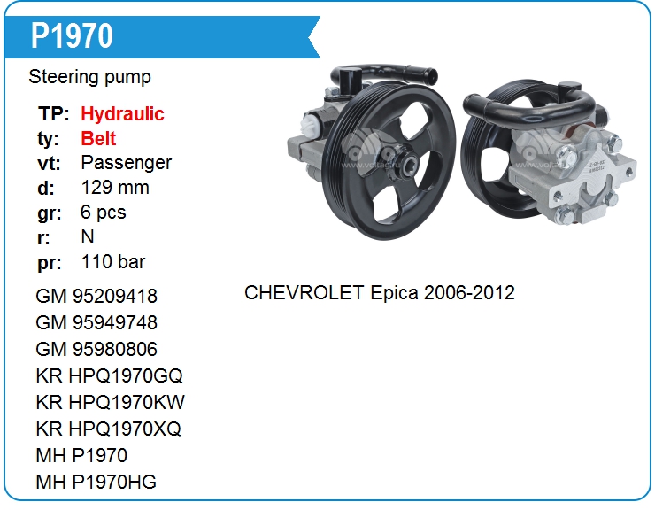 Насос гидроусилителя руля Mando EX95980806 (P1970)