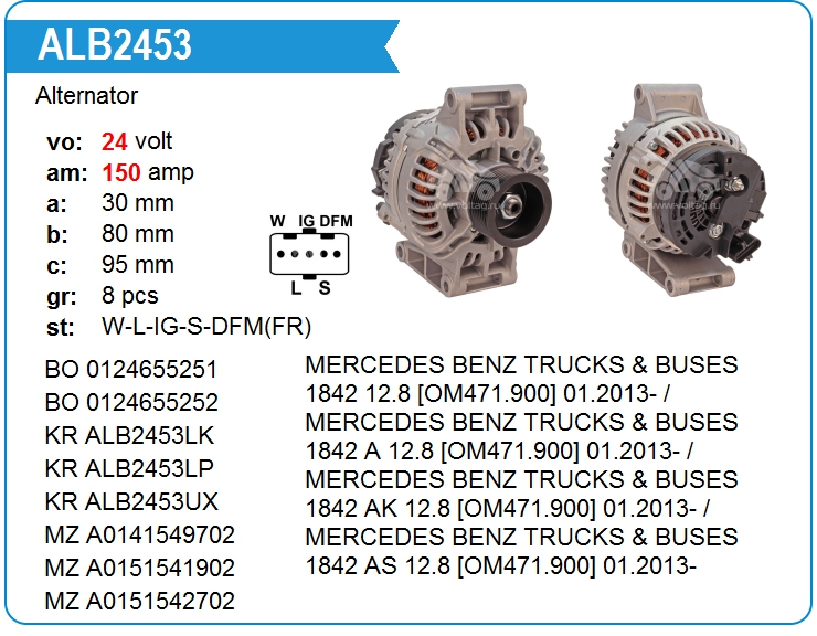 Генератор Bosch 1986A01400 (1986A01400)