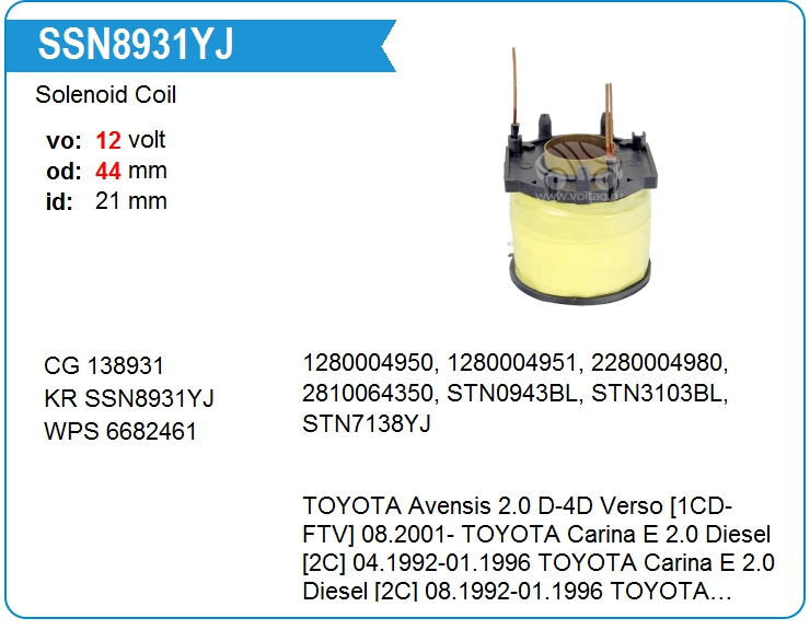 Катушка втягивающего реле стартера KRAUF SSN8931YJ (138931)