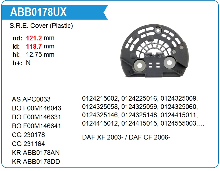 Крышка генератора пластик KRAUF ABB0178UX (231164)