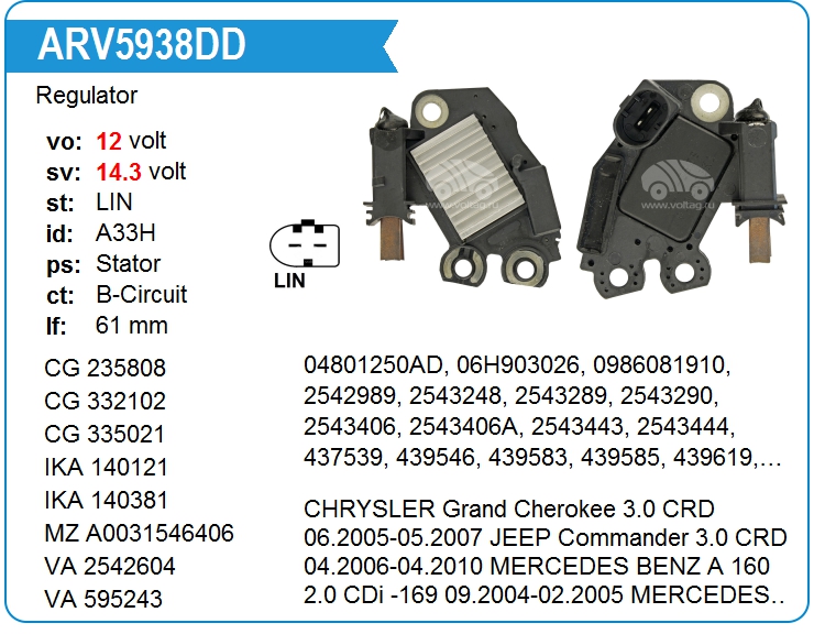 Регулятор генератора KRAUF ARV5938DD (onFG18S078)