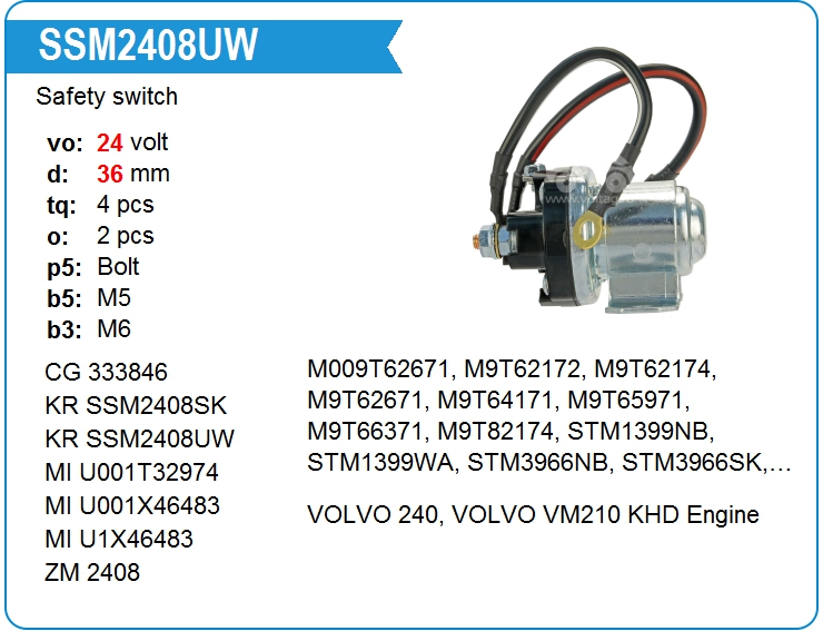 Втягивающее реле стартера маленькое KRAUF SSM2408UW (SSM2408UW)