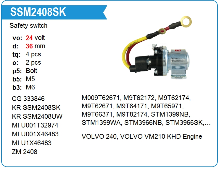 Втягивающее реле стартера маленькое KRAUF SSM2408SK (333846)