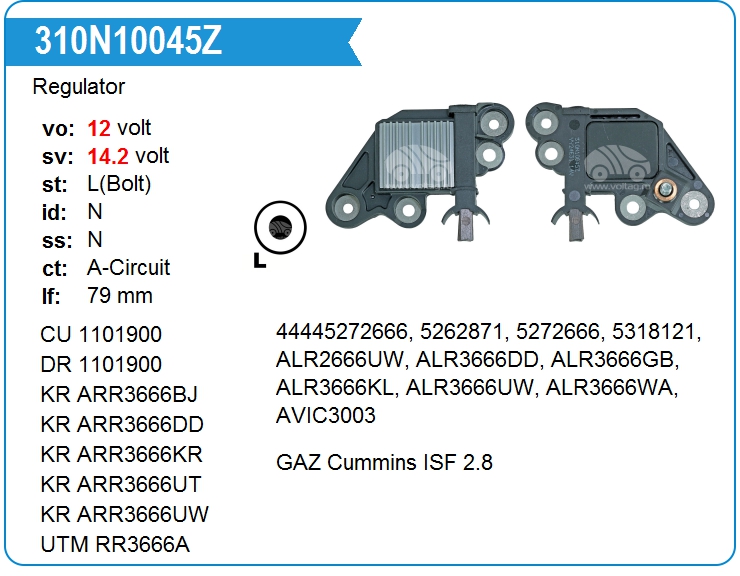 Регулятор генератора ZAUFER 310N10045Z (310N10045Z)