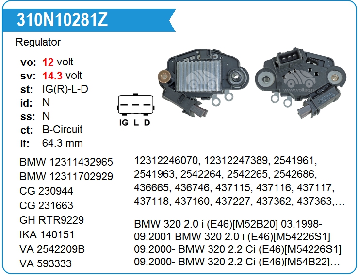 Регулятор генератора ZAUFER 310N10281Z (310N10281Z)