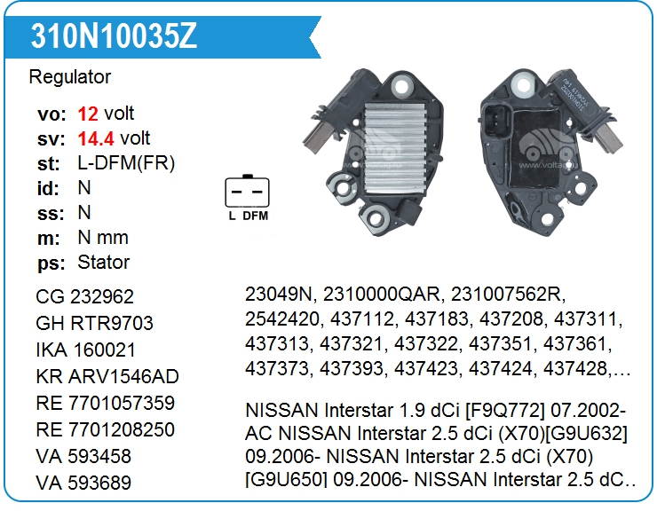 Регулятор генератора ZAUFER 310N10035Z (310N10035Z)