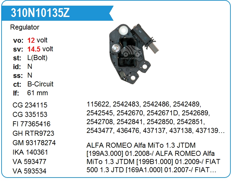 Регулятор генератора ZAUFER 310N10135Z (310N10135Z)